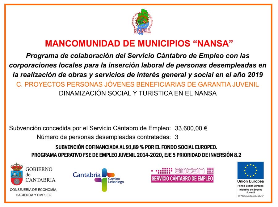 Cartel Corporaciones Locales - Garantía Juvenil 2019